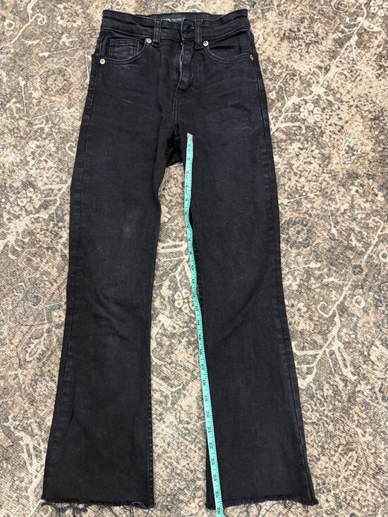 Zara Denim - Zara Washed Black High Rise Cropped Bootcut Jeans Raw Hem Size 00